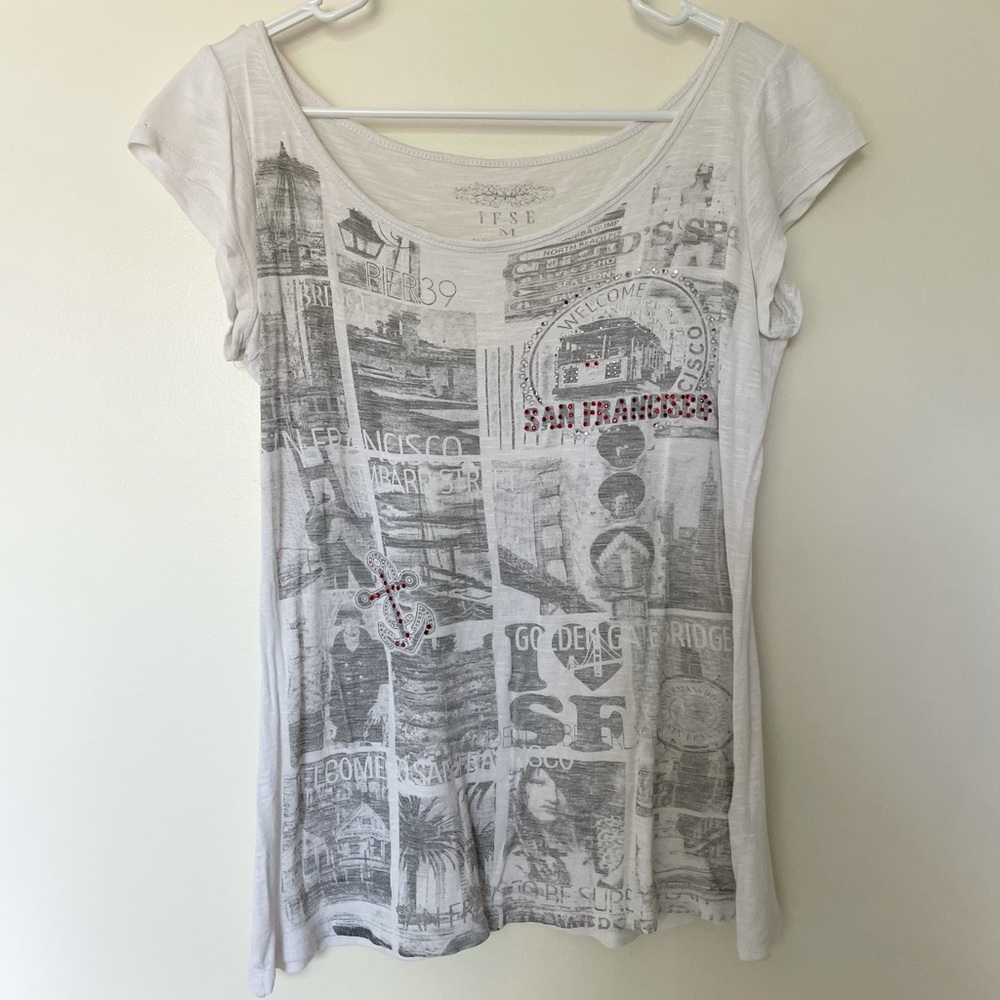 Medium White and Gray Short-Sleeve Tee